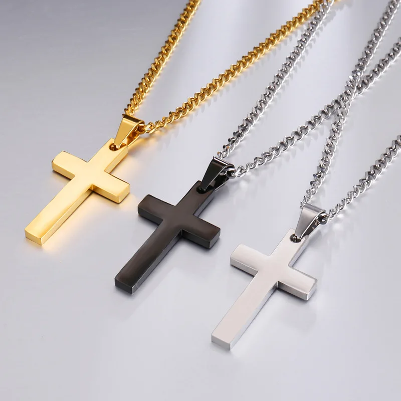 Christian Cross Pendant Necklace Men\'s Necklace New Fashion Metal Religious Amulet Pendant Accessory Party Jewelry