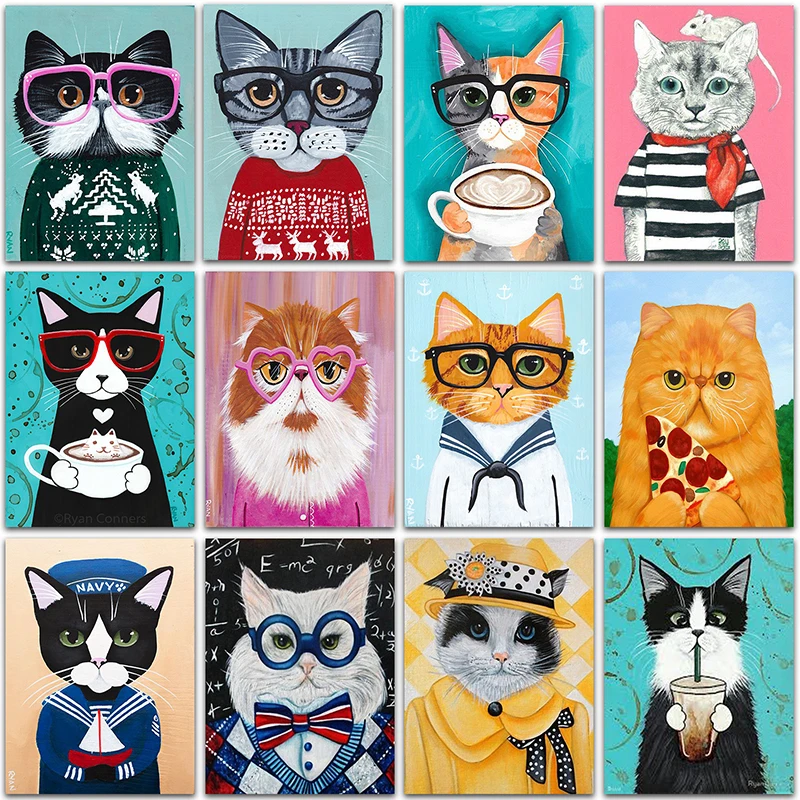 Diamand Full Square & Round 5D Kit pittura diamante fai da te vernice Cartoon art animal dog cat ricamo mosaico punto croce decorazioni per la casa