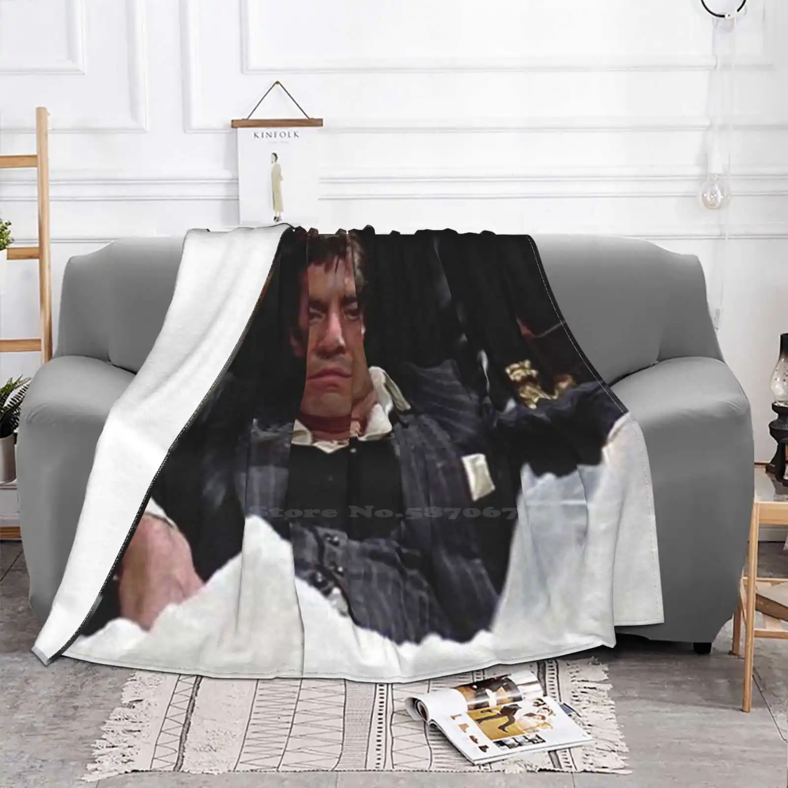 Tony Montana Scarface Movie Al Pacino Coke Mountain White Bored Boring Sit All Sizes Soft Cover Blanket Home Decor Bedding Tony