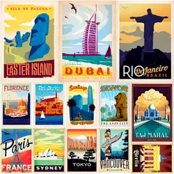 Singapore Sydney Berlin Metal Signs Travel Cities Landscape Poster Bar Cafe Home Decor Dubai France Cairo Wall Art Plaque MN163