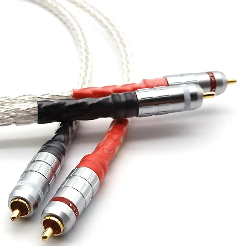 Haldane Pair HIFI Hi-End 16+16AG Single Crystal Silver RCA Reference Interconnect Audio Cable with Gold plated CMC RCA PLUG