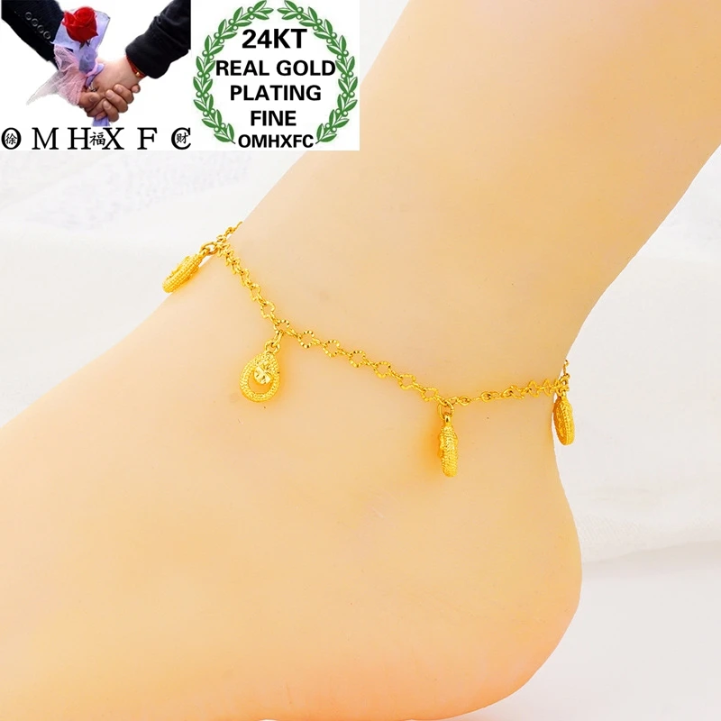 

OMHXFC JB05 Jewelry Wholesale European Fashion Hot Woman Girl Party Birthday Wedding Gift Summer Beach Water Drop Pendant Anklet