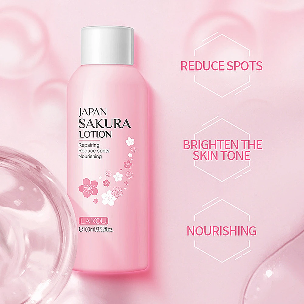 LAIKOU Japan Sakura Lotion keep nourishing Lock Water Improve Dullness Facecare Essence Anti Wrinkle Brighten Skin Care Liquid