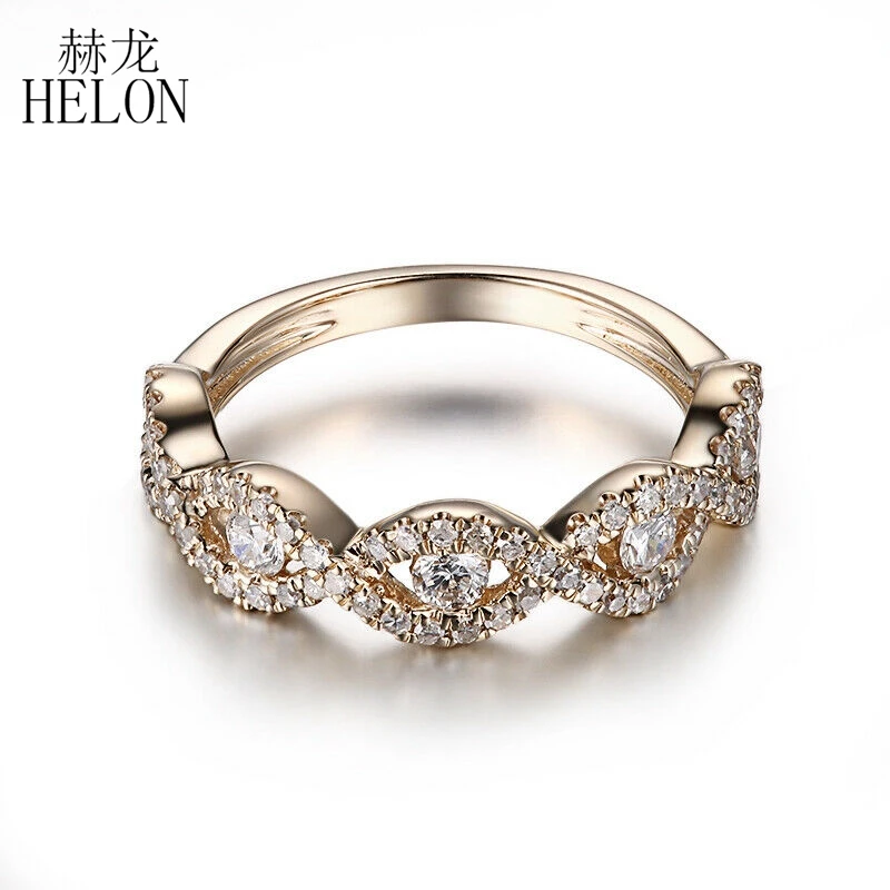 

HELON Solid 14K Yellow Gold AU585 VVS/DEF 0.6ct Test Positive Moissanite Diamond Women Fine Jewelry Engagement Wedding Ring Gift