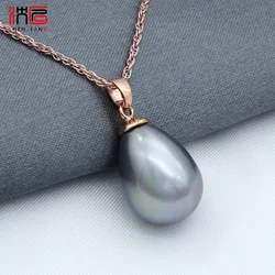 SHENJIANG Fashion Elegant 585 Rose Gold Color Water Drop Simulated Pearl Pendant Necklace For Women Wedding Party Jewelry
