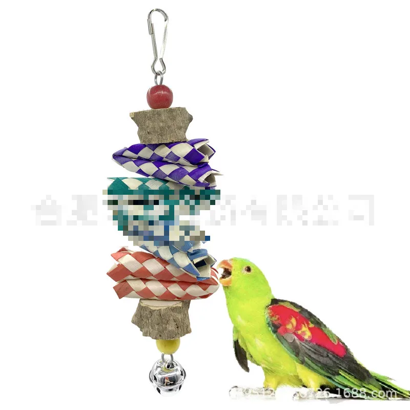 

2PCS Parrot Toy Gnawing Toy Color Bead Pepper Block Color Knitting Tube Gnawing String Bird Accessories