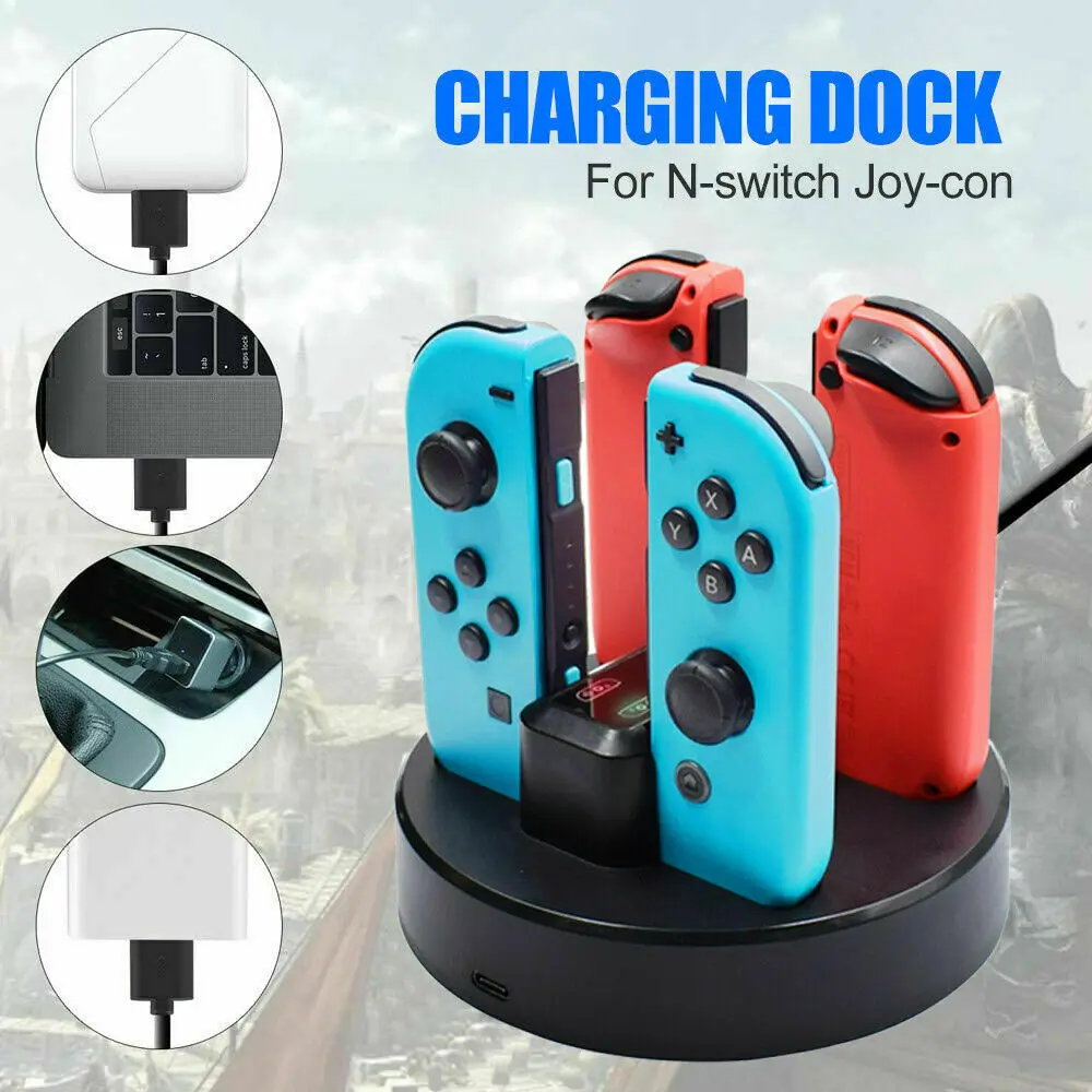 جهاز شحن محطة ل نينتندو سويتش Joycon 2 منافذ USB مؤشرات ضوئية ل نينتندو سويتش أذرع التحكم في ألعاب الفيديو شاحن حامل