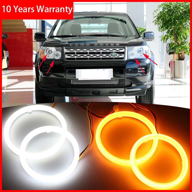 

for Land Rover Freelander 2 2007 - 2012 Xenon Headlight Cotton Switchback LED Dual Color Angel Eye White Amber turn signal light