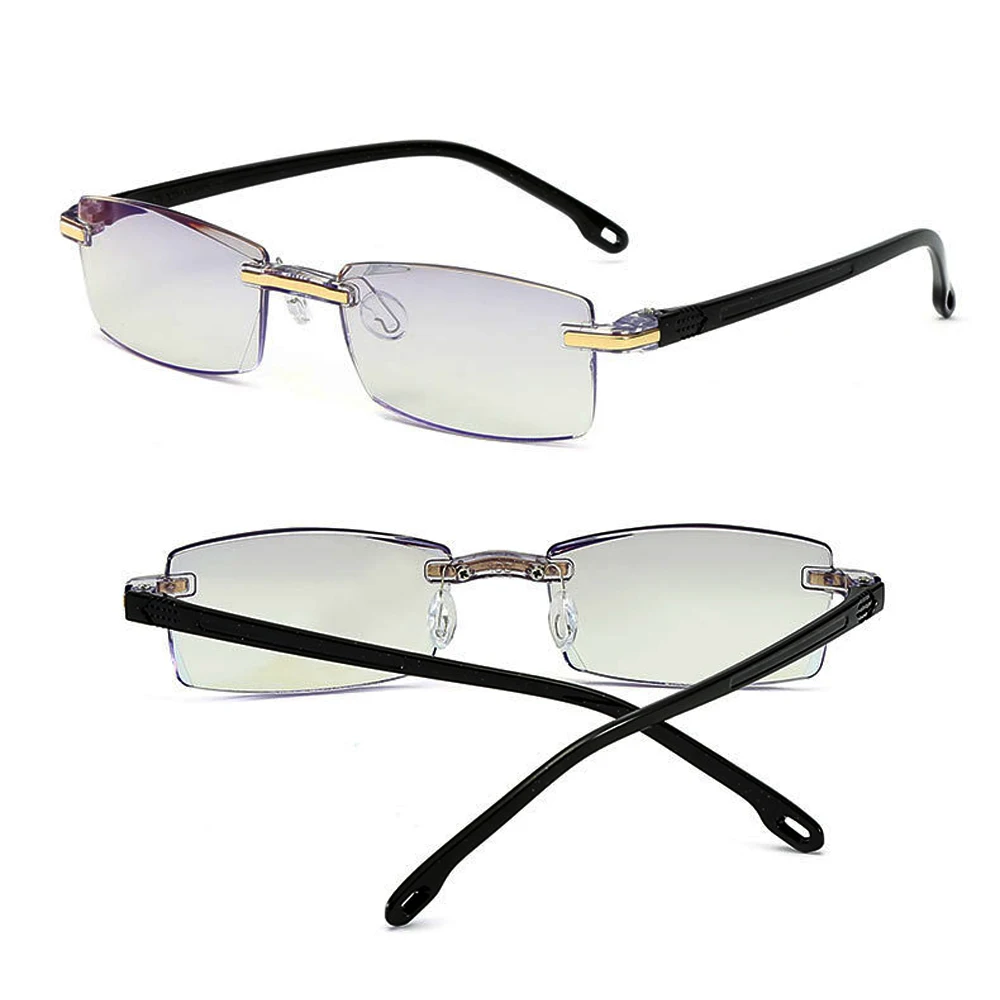 New TR Borderless Diamond-cut Reading Glasses Anti-blue Blue Film Integrated Men Women+1.0 ++1.25 +1.5 +2.0 To+4.0