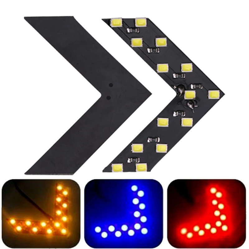 Clignotant LED jaune pour rétroviseur de voiture, panneaux de flèche, voyant lumineux, signal de rétroviseur, 12V, 14 SMD, 1x