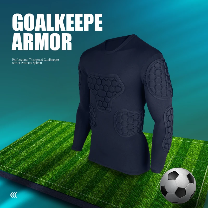 Shinestone goalkeeper uniforms Men's jersey Breathable Sponge Soccer Tights Protective Long-Sleeved Collision football training