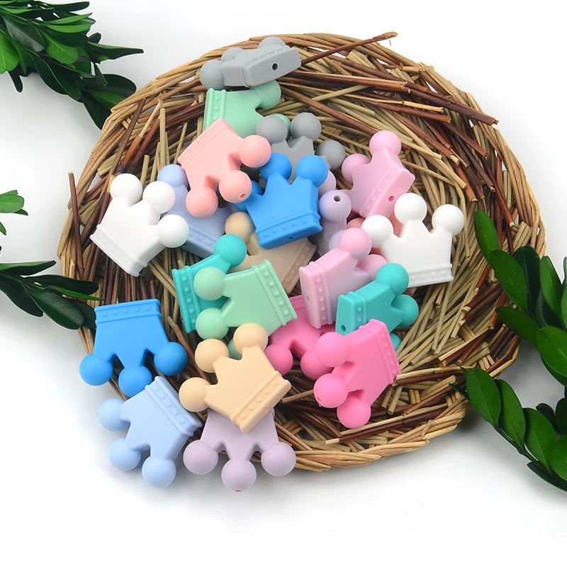 HEIßER VERKAUF 10 teile/los Silikon Krone Perlen BPA FREI Silikon Zahnen Perlen Baby Kauen Zahnen Halskette DIY Schnuller Clips Zubehör – Detail 13