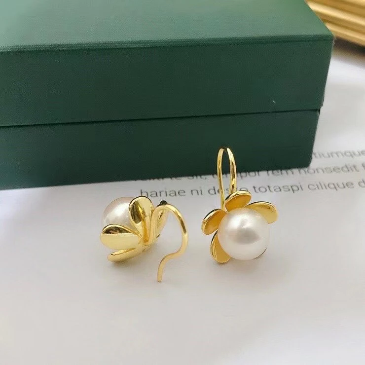 Flower Shape 925 Sterling Silver Earrings Findings Settings Base Mountings Parts Mounts for Pearls Agate Crystal Stones Beads