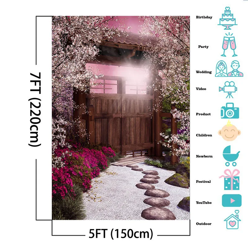 Mocsicka – arrière-plan de photographie de paysage naturel, décoration de jardin de Style japonais, bannière d'art de Portrait de Baby Shower