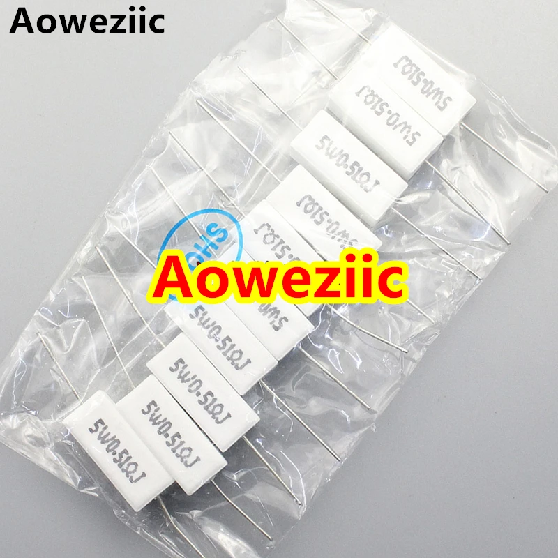 

10Pcs RX27 Horizontal cement resistance 5W 0.51ohm 5WR51J 5W0.51RJ 5W0R51J R51J Ceramic Resistance precision 5% Power resistance