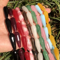 Natural Stone Beads Faceted Pink Quartz Jades Rhodochrosite Waterdrop Shape Loose Beads for Jewelry Making DIY Bracelet 15''