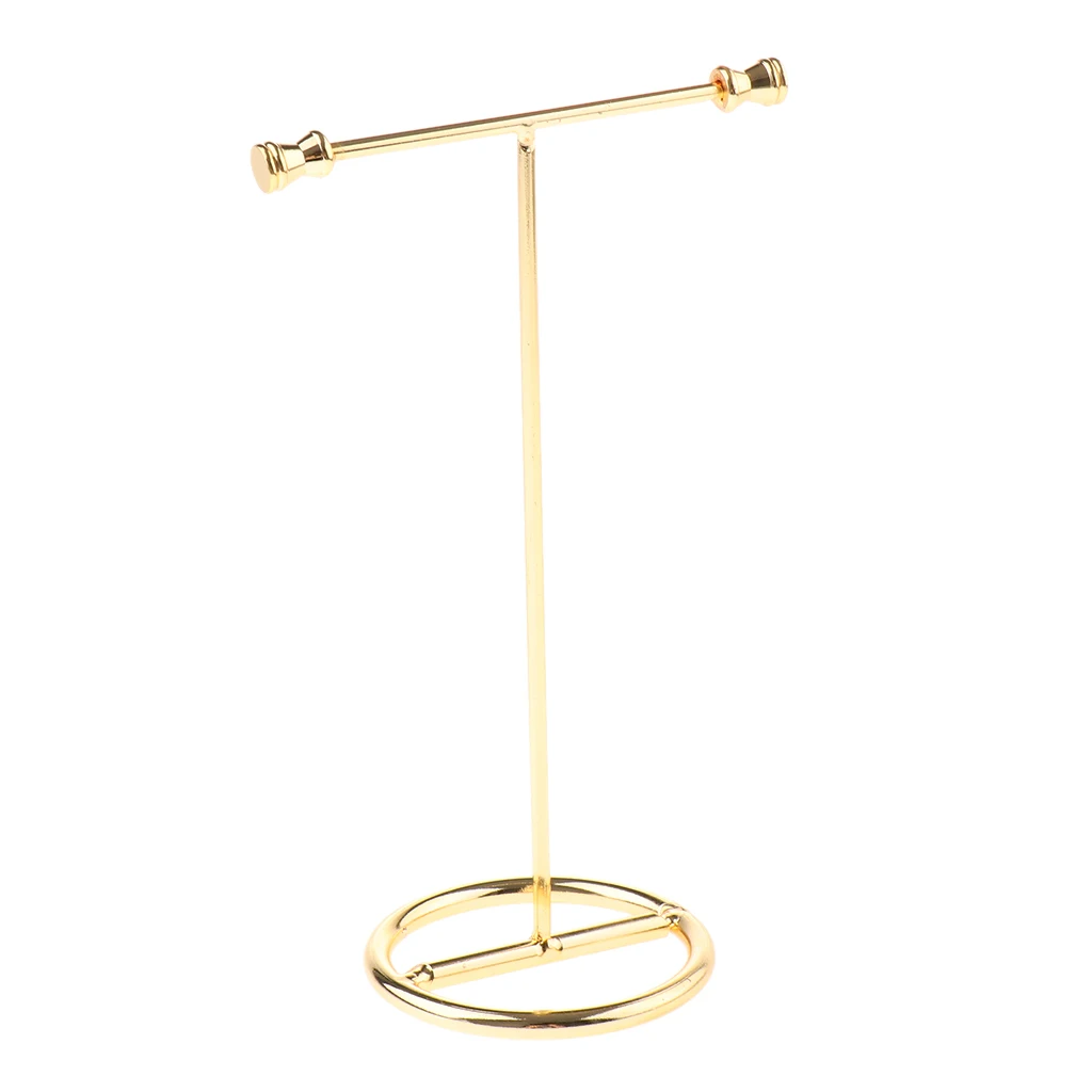 Metal Earring Display Stand Women Desk Jewelry Organizer Gold Color T-bar Ring Necklace  Showing Shelf Jewelry Rack