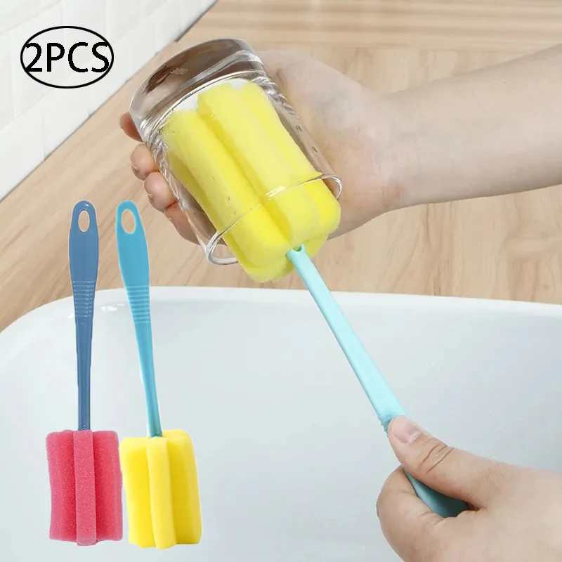 2pcs Sponge Cup BrushDrink Wineglass Bottle Coffee Tea Glass Cup Washing Cleaning Brushes Gadgets Kitchen Cleaning Tool