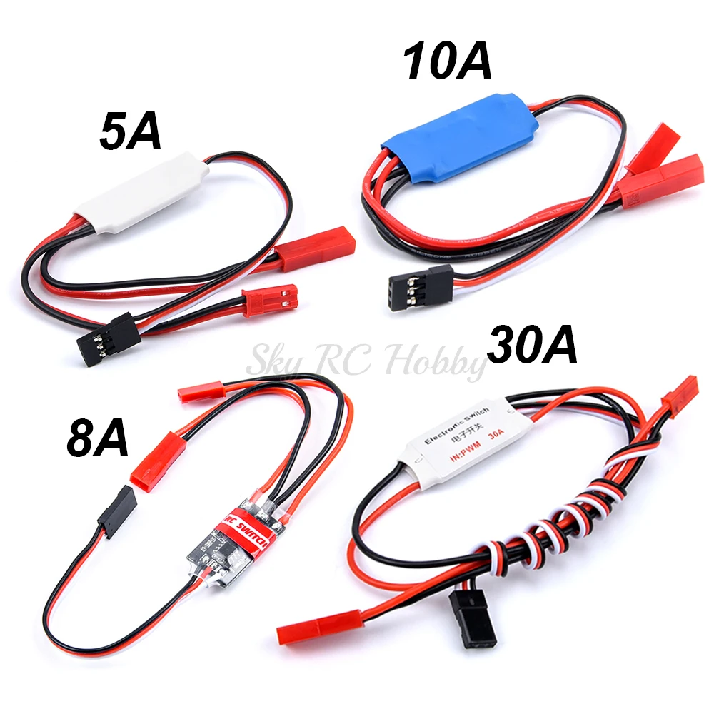 5A 8A 10A 30A 1-6s Electronic Switch PWM 3.7-27V Input for RC FPV Models Airplane Led Light Controller Engine Switch Interruptor