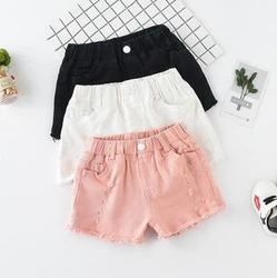 Summer Kids Shorts for Girls Korean Style Children Cotton White Black Powder Hot Short Pants Fashion Girl Clothes Size 120-170