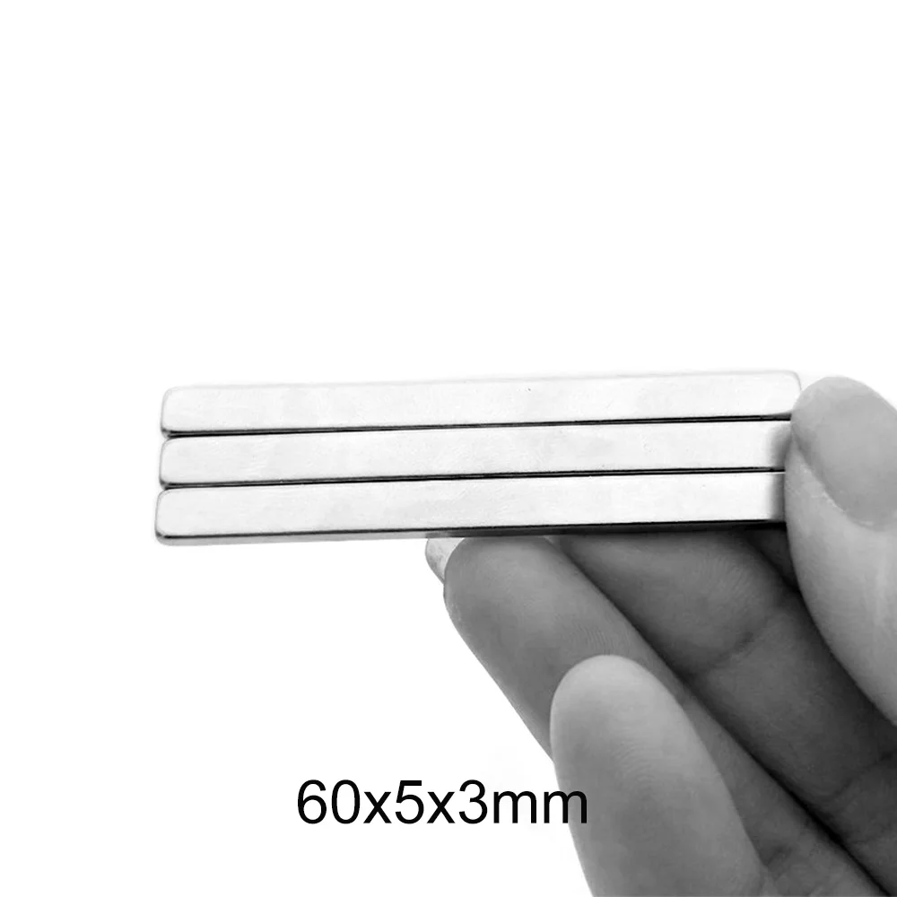 2~50PCS 60x5x3 Strong Block Neodymium Magnet 60mm x 5mm Magnetizing Permanent Magnet 60x5x3mm strong powerful Magnet 60*5*3 mm