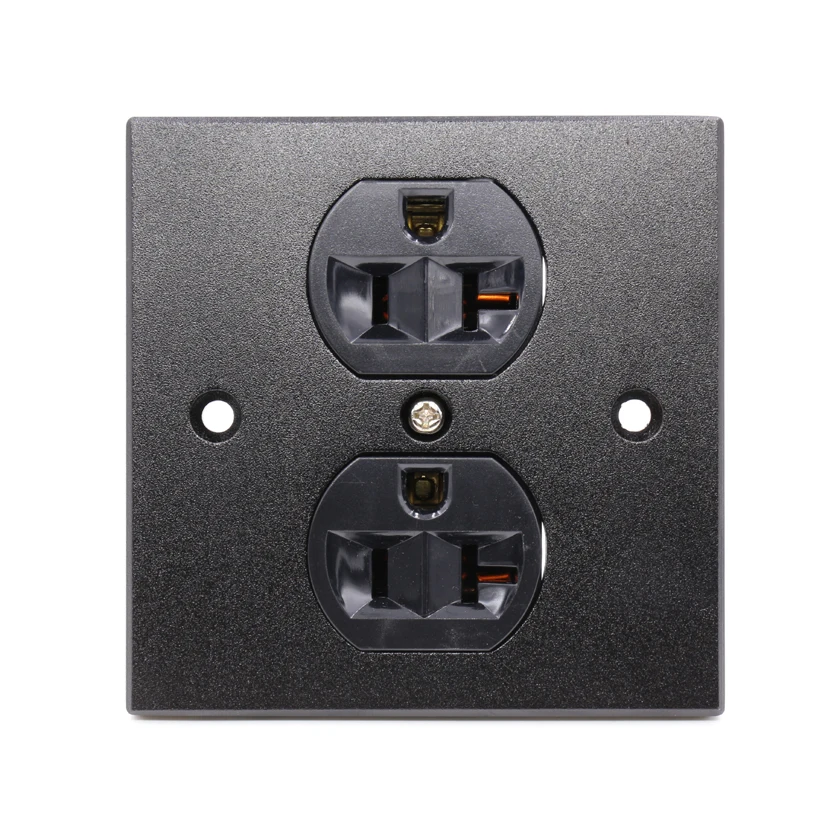 

Free shipping 1x US AC black Power Receptacle Wall Outlet Red Copper Socket HIFI Duplex Plate