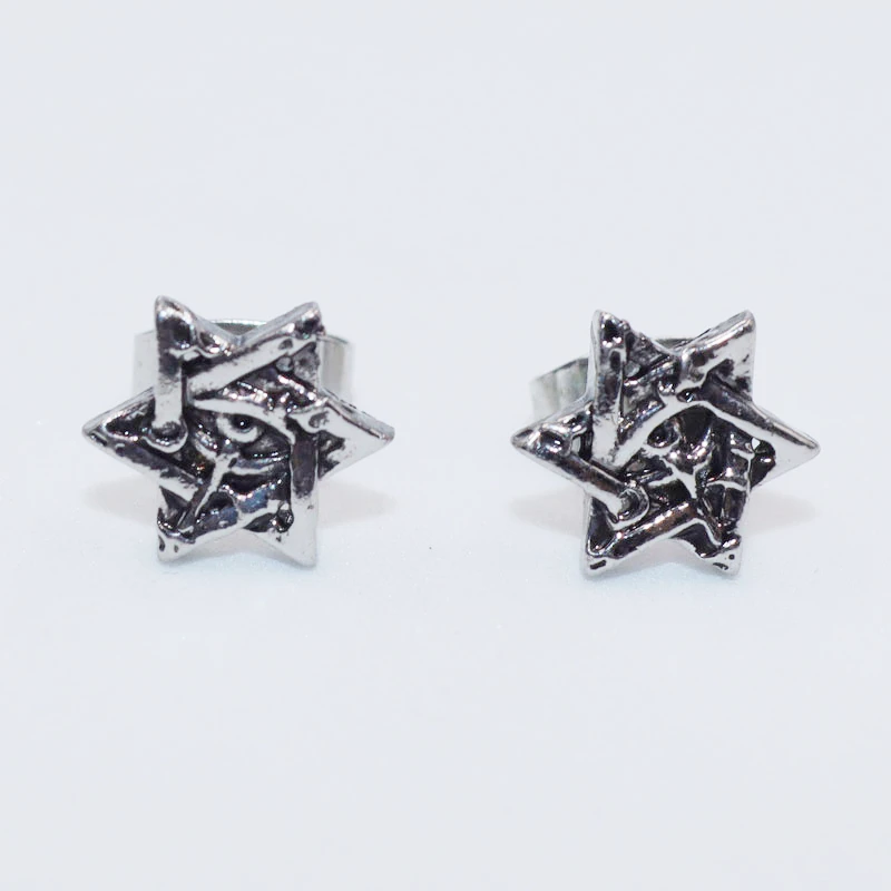 New fashion mini hexagonal earrings men's and women's punk retro trend locomotive jewelry gifts