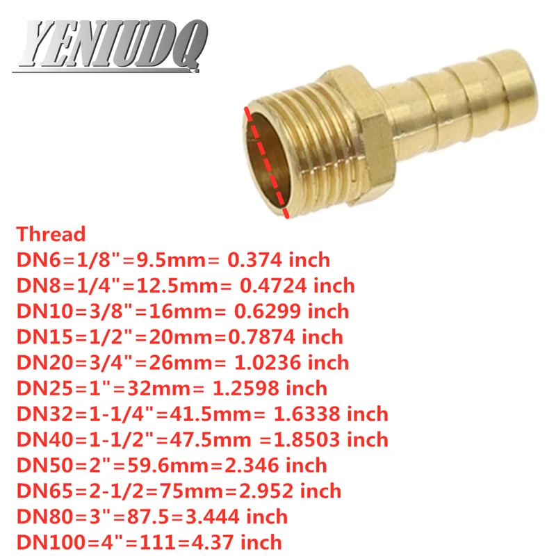 Brass Pipe Fitting 4mm 6mm 8mm 10mm 12mm 19mm Hose Barb Tail 1/8\