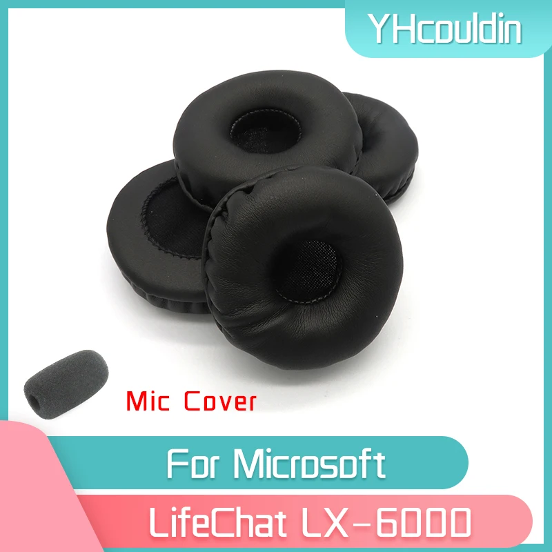 YHcouldin Earpads 대 한 Microsoft LifeChat LX-6000 LX6000 헤드폰 Mic Cover 액세서리 교체 주름 가죽