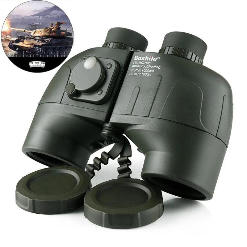 Powerful 10X50 Military Binoculars With Rangefinder Reticle & Compass Waterproof Tactical Telescope LLL Night Vision For Hunting