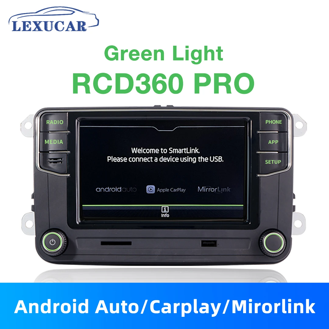 RCD360 Pro Green Light Android Auto Carplay Car Radio Green Menu Multimedia Player MirrorLink  For Skoda Rapid Octavia For VW