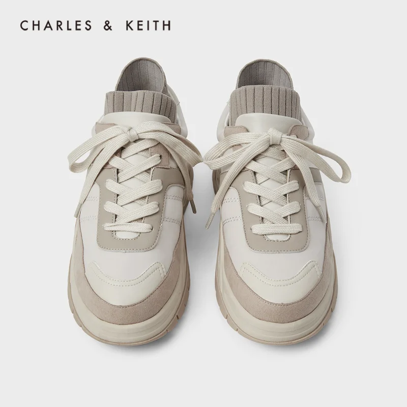 CHARLES & KEITH มาใหม่สำหรับฤดูใบไม้ร่วง2020CK1-70900233Women Lace-Up รองเท้าผ้าใบ