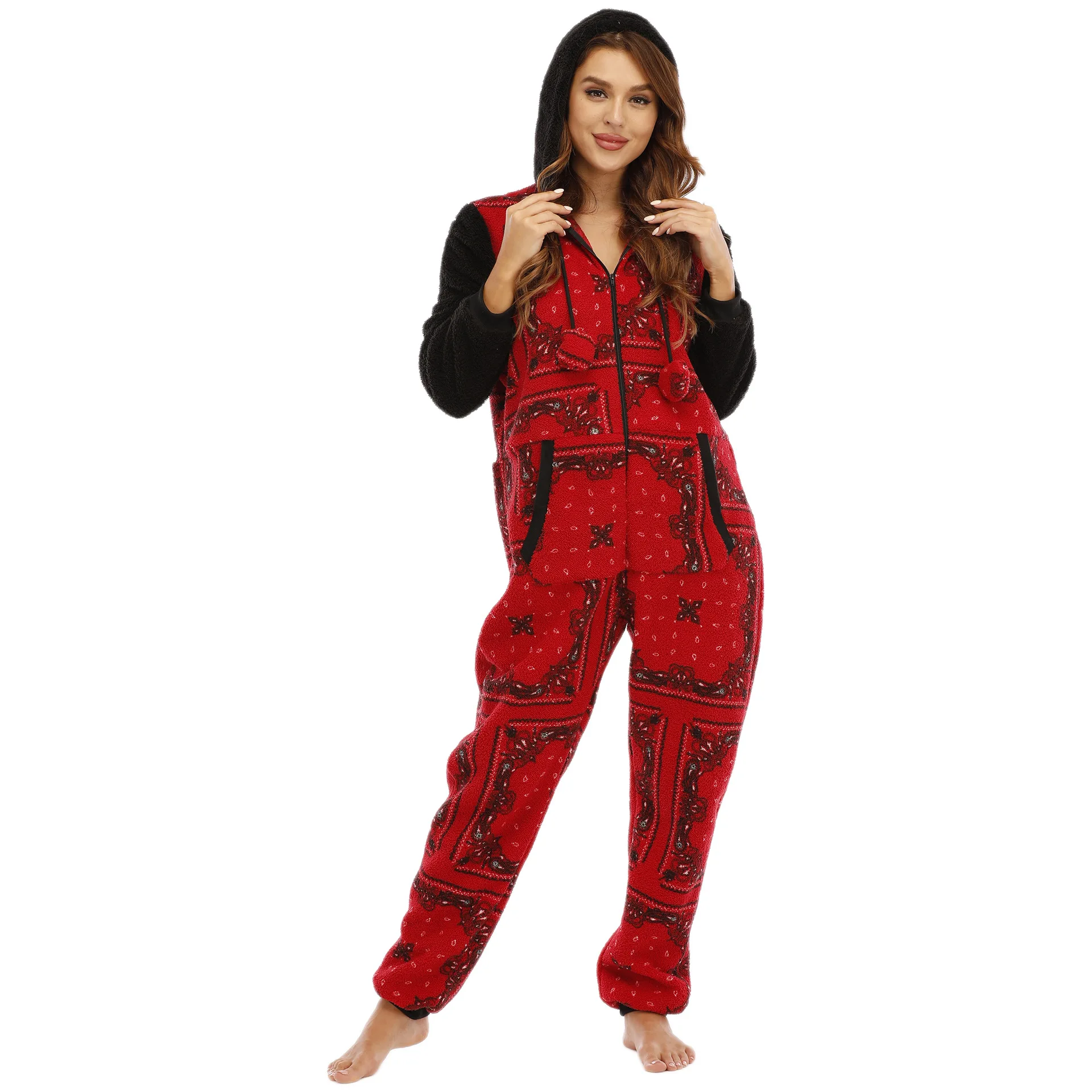 Winter Warm Pyjamas Women Onesies Flannel Sleepwear Size XXL Hood Sets Pajamas For Women Adult