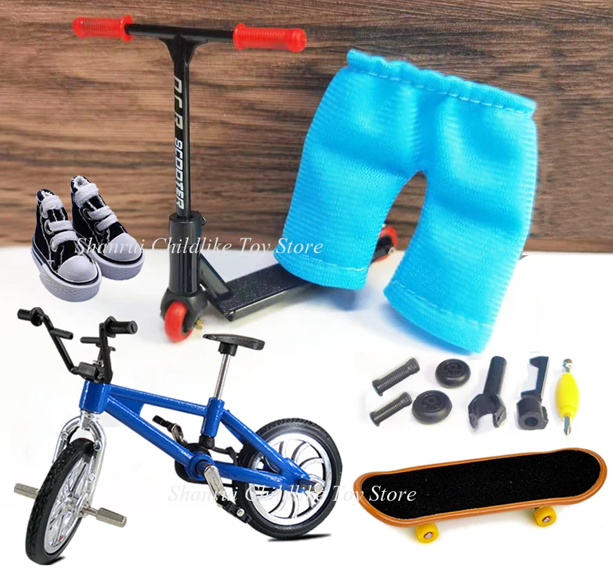 Finger Scooter due ruote Fingerboard Set Mini Skate Parts skateboard Deck Fingertip pattini da ghiaccio bici scrivania giocattoli divertenti bambini