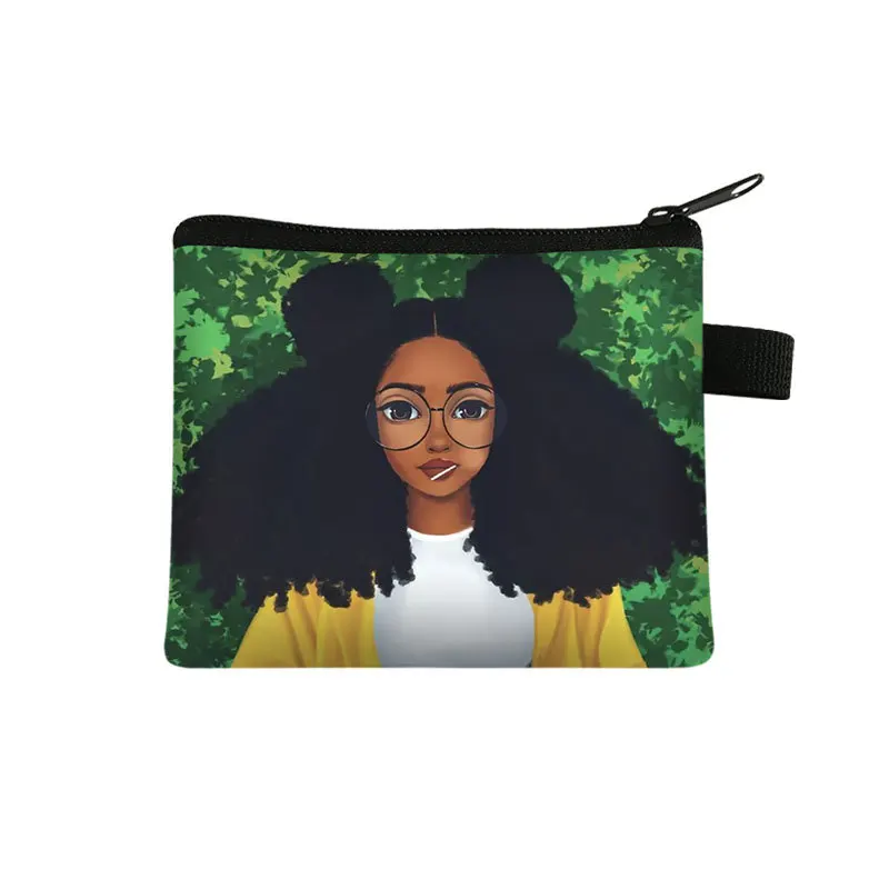 New African Girl Children\'s Zero Wallet Portable Card Bag Polyester Coin Key Storage Bag Hand Bag Porte Monnaie Femme Coin Purse