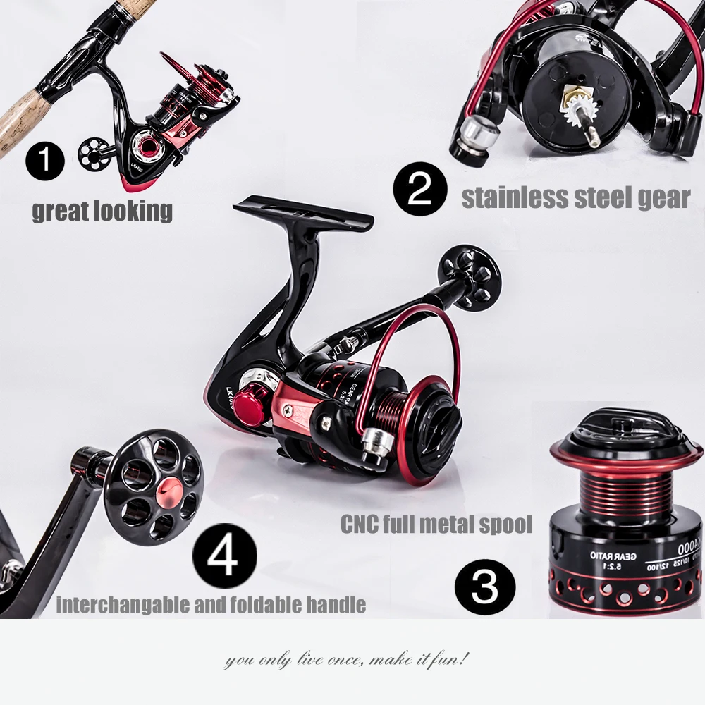 Spinning Fishing Reel 13+1BB катушки рыболовные 2000-7000 Series Metal Front Drag Handle Spool Saltwater Fishing Accessories