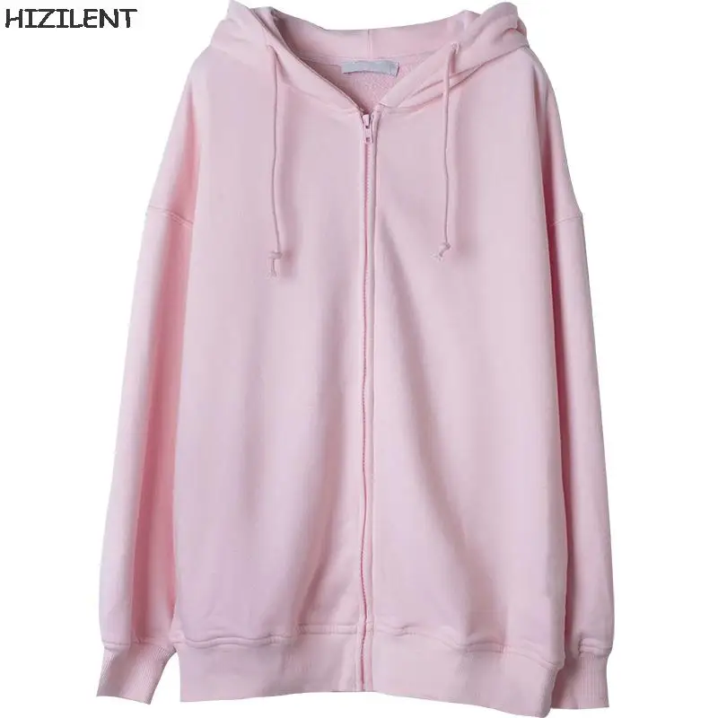 Pink Zip Up Sweatshirt Winter Jacket Clothes oversize Hoodies Women Y2K top Vintage Pockets Long Sleeve Pullovers Grunge clothes