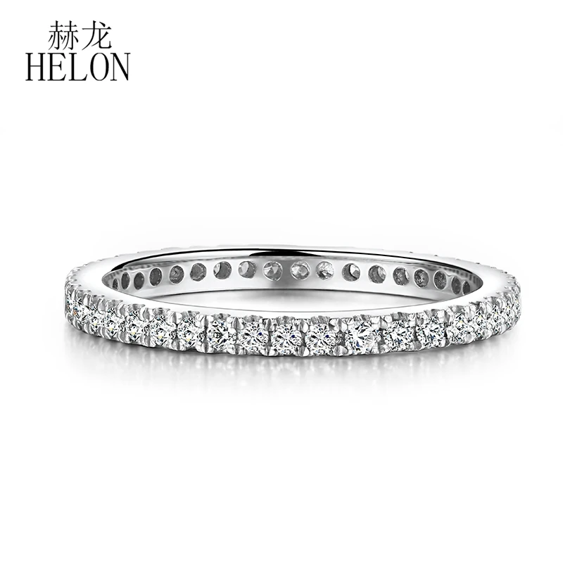 HELON 1.5mm Wide Band Solid 10K White Gold VV/DEF 0.33CT Lab Grown Moissanite Diamond Engagement Wedding Ring Women Jewelry Ring