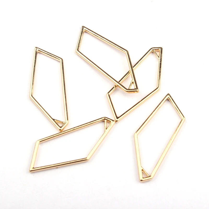 10pcs/lot Zinc Alloy Geometric Bezel Bezel Metal UV Resin Charms Pentagons Auric For DIY Jewelry Accessories