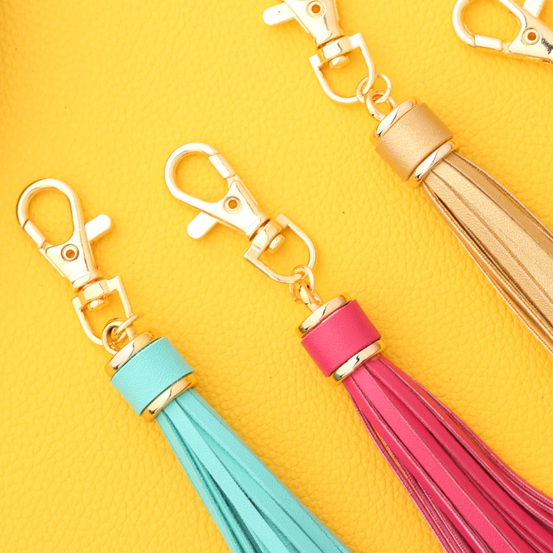 NorKeer New Fashion Tassel Key Chain Women Cute Tassel KeyChain Bag Accessory PU Leather Tassels Car Key Ring Fringe Jewelry