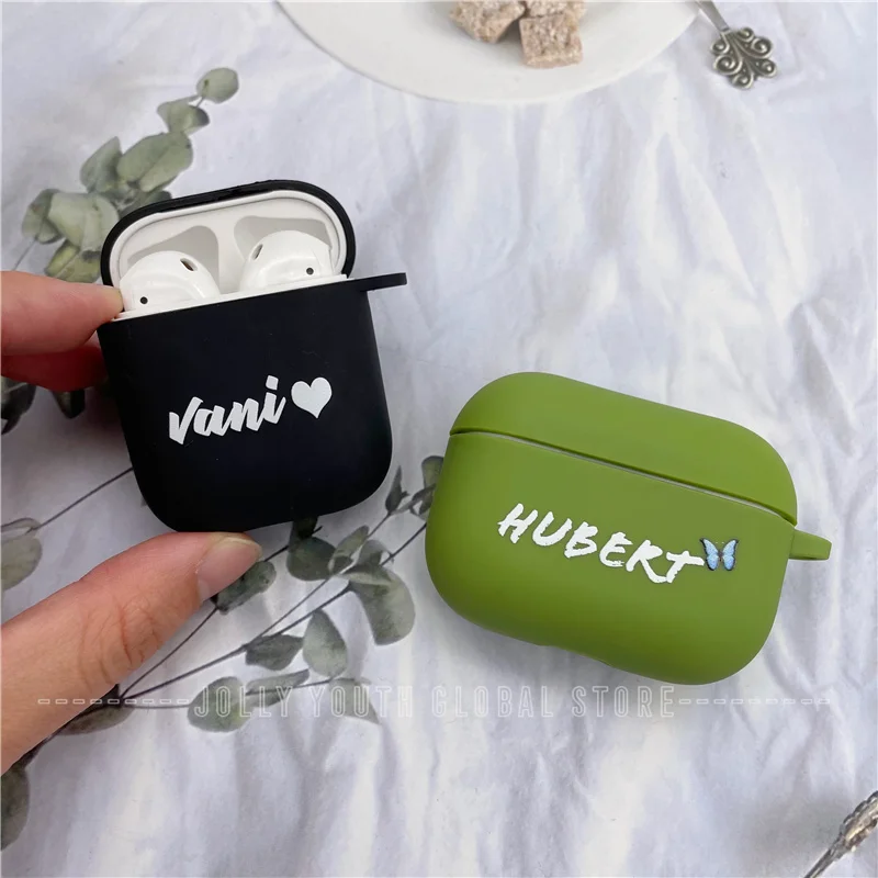 Funda personalizada de escritura privada para Apple Airpods 1, 2, 3, silicona suave con nombre, logotipo, imagen, texto, cubierta personalizada para