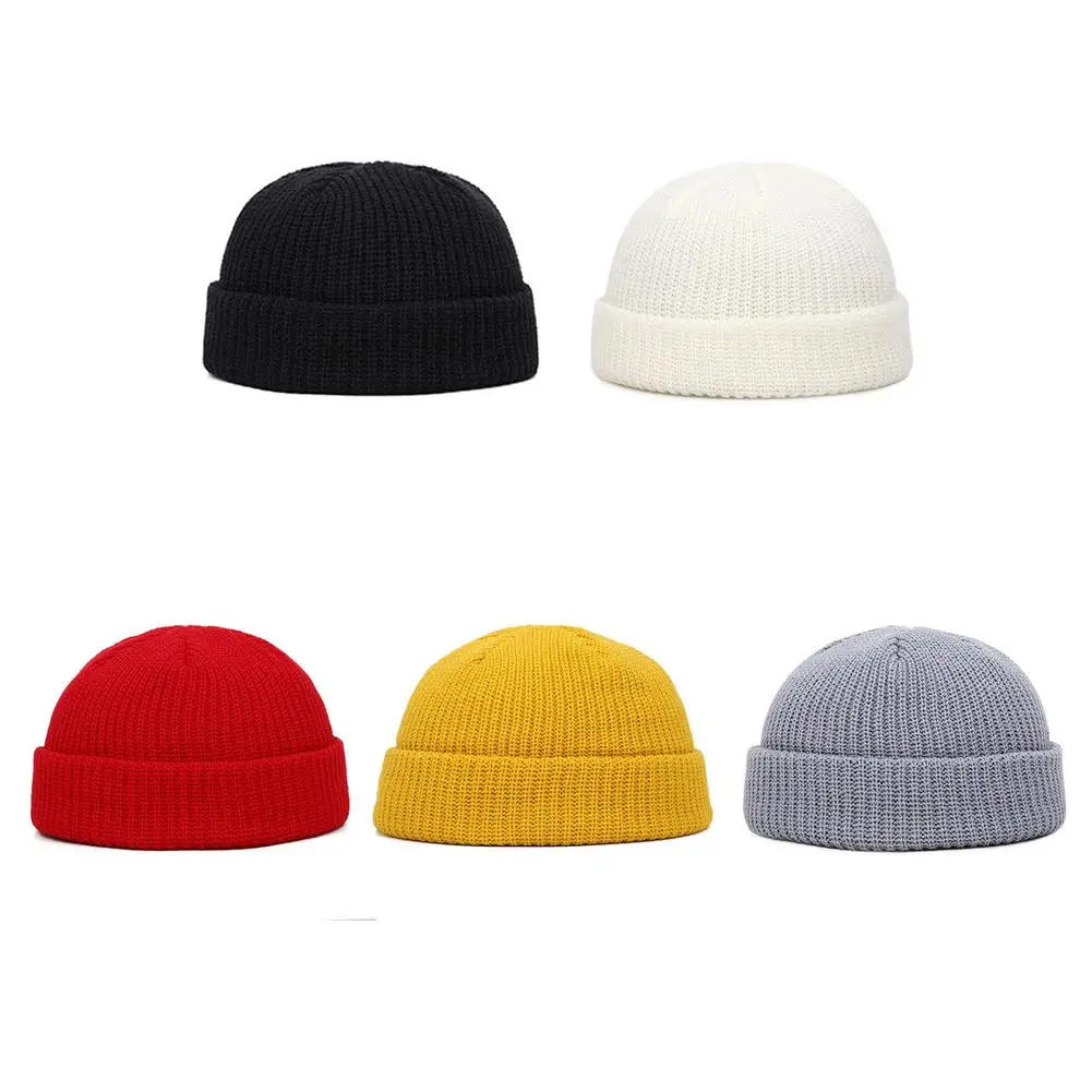 Winter Unisex Beanie Hat Knit Cuff Warm Hat Solid Color plain wool knitted hat for Outdoor Cycling fishing Sports Elastic Hats