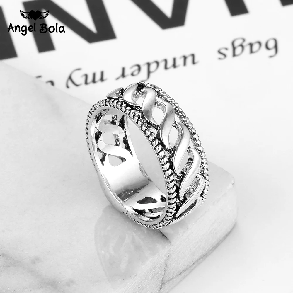 Buddha Ring Charms Vintage Punk Rock for Women Ancient Silver Color Midi Rotating Decorative Pattern Lucky Gift Women Jewelry