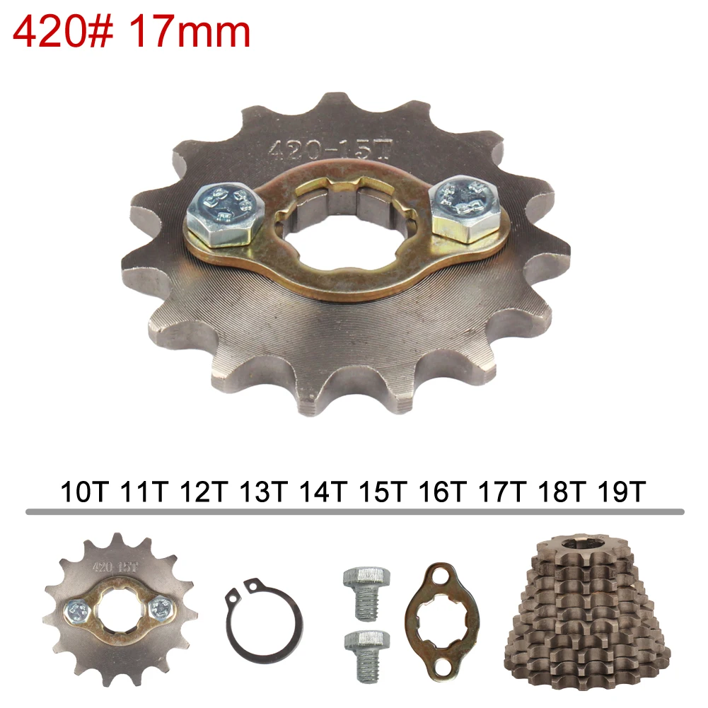 420 420H Chain 17mm 10 -19 Teeth Front Engine Sprockets For Taotao Kayo BSE Xmotos Apollo SSR 110 125cc Dirt Pit Bike ATV Quad