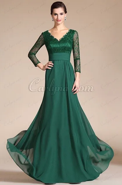 2022 novo verde dubai longo formal feminino elegante manga longa renda v pescoço vestido de noite robe de soiree mãe da noiva vestidos