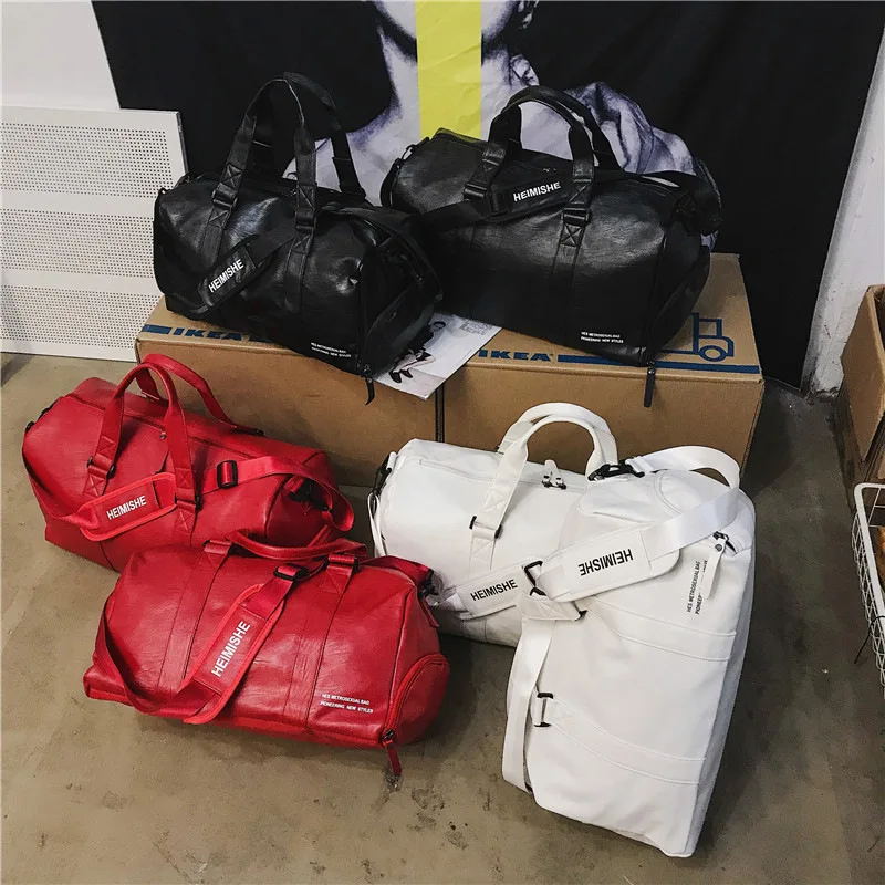Sac à main de voyage en cuir PU pour hommes et femmes, grand et petit, de week-end, de Fitness, sec et humide, de sport, d\'extérieur