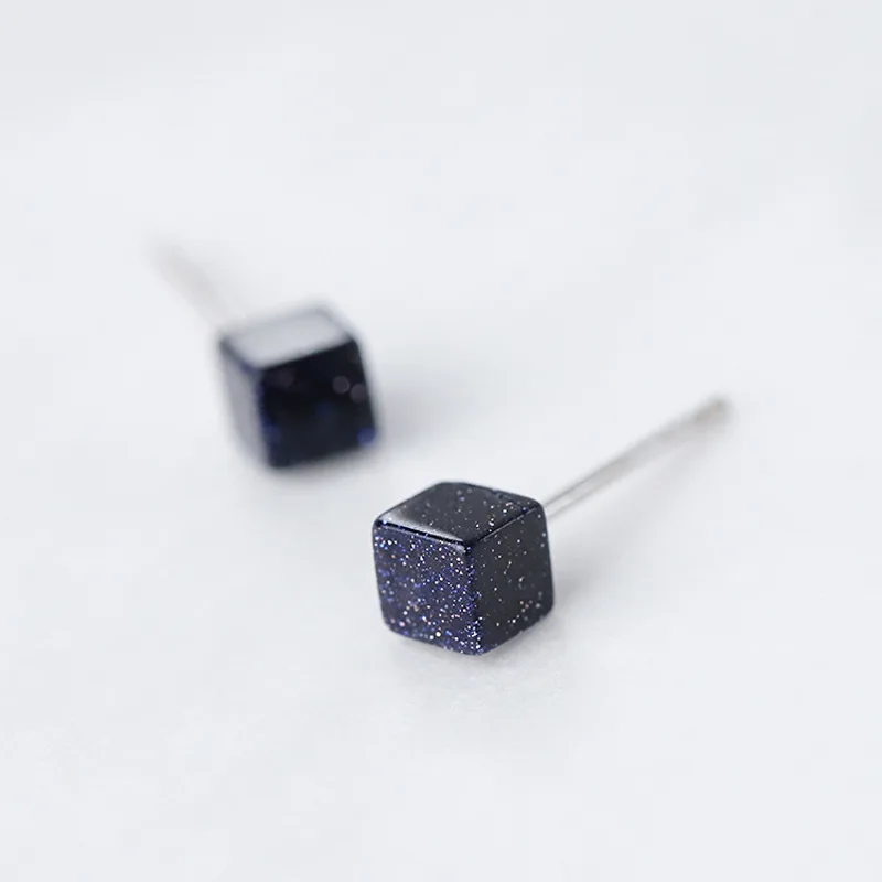New Simple Dream Starlight Blue Sandstone Earrings Trend Charm Women Square Sandstone Earrings Fashion Women Cocktail Jewelry