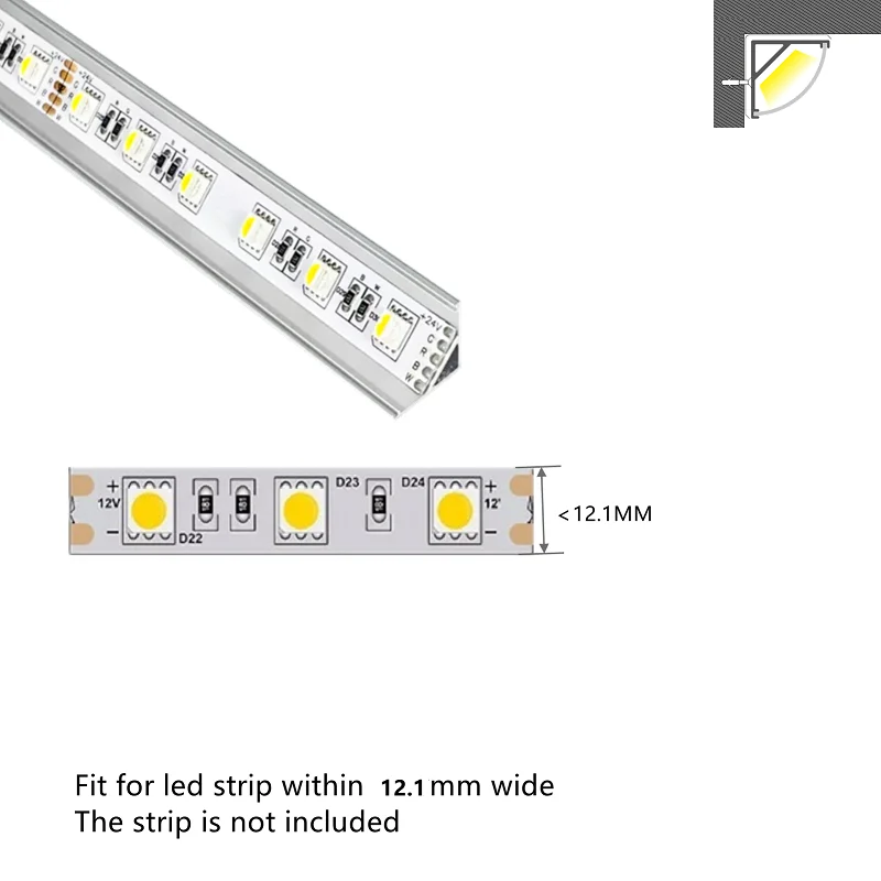 Imagem -05 - Bloco 40 Polegada Perfil de Alumínio da Tira do Diodo Emissor de Luz de 1m 512 mm de Largura 12v 24v 5050 3528 5630 Alojamento Claro da Fita do Difusor do Canal do Canto v 530