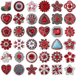 6pcs/lot New 18mm Snap Jewelry Rhinestone Flower Snap Buttons DIY Ginger Charms Fit Metal Snap Button Bracelet Bangle