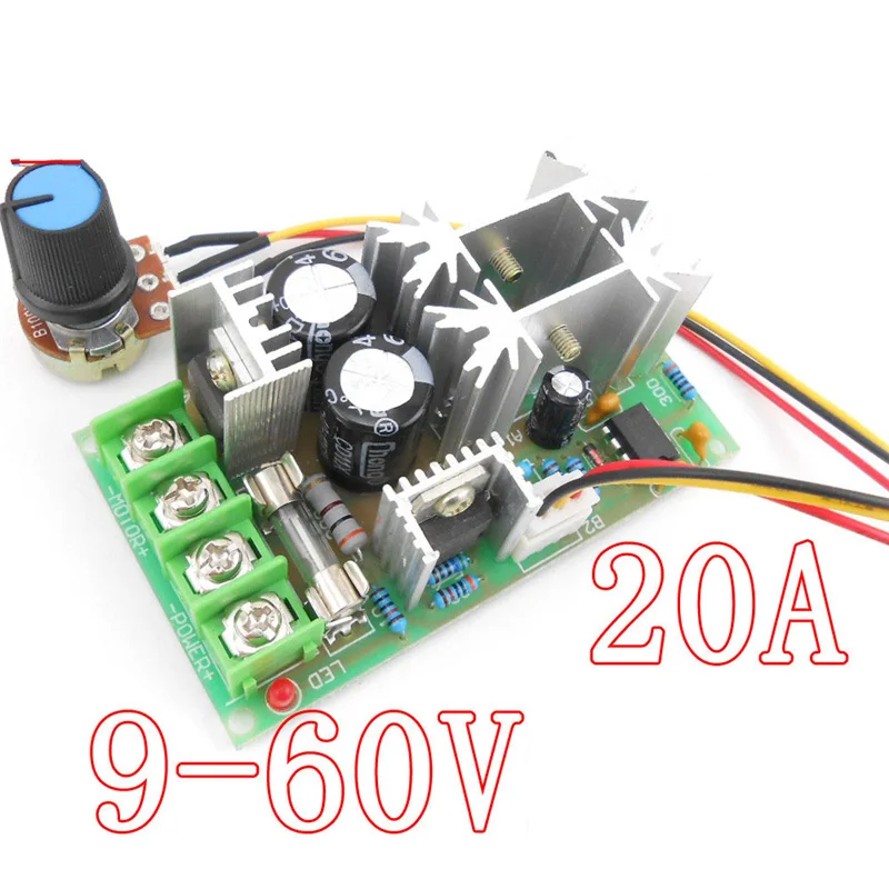 

DC10-60V 20A 1200W ШИМ регулятор скорости двигателя постоянного тока 12 В 24 В 36 В 48 В модуль драйвера высокой мощности регулятор тока контроллер двигателя